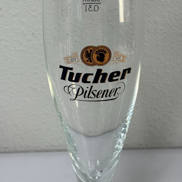 Tucher Pilsener 0.3L German Beer Glass Footed Gold Rim Barware - Picture 2 of 8